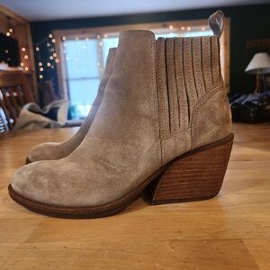 Kork-Ease Taupe Suede Ankle Booties